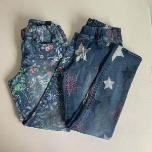 GAP Bundle of 2 Girl’s Printed Denim Jeans Floral And Stars Size 12 Plus